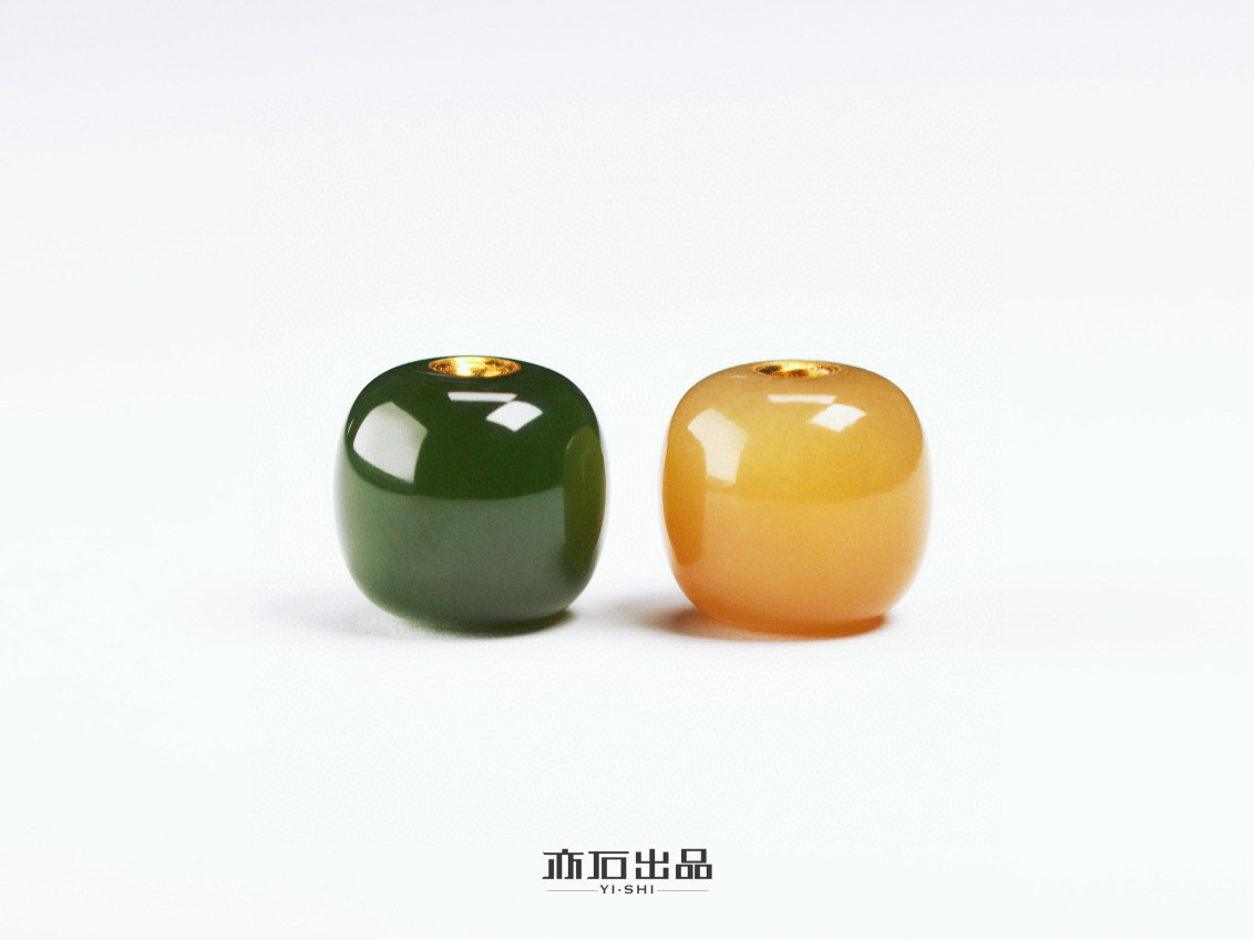 亦石出品·撞色对珠 碧玉 蜜糖 8mm款