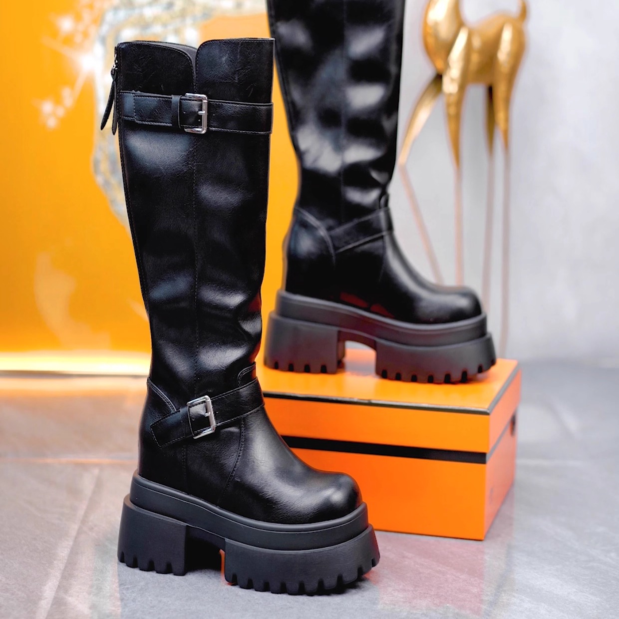 厚底显瘦显腿长筒骑士靴女