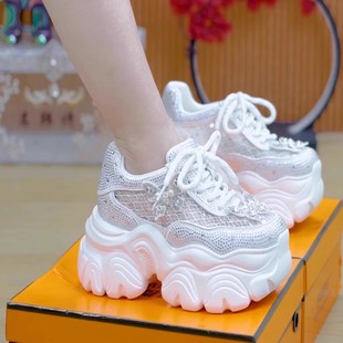 小个子厚底运动女鞋 9cm内增高老爹鞋 透气网面爆款 女2025夏季 新款