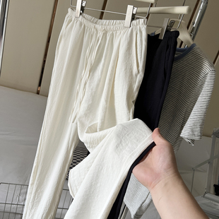 松驰感凉快奶皮阔腿裤 极简宽松遛弯裤 炒舒服 夏季 窄版 休闲直筒裤
