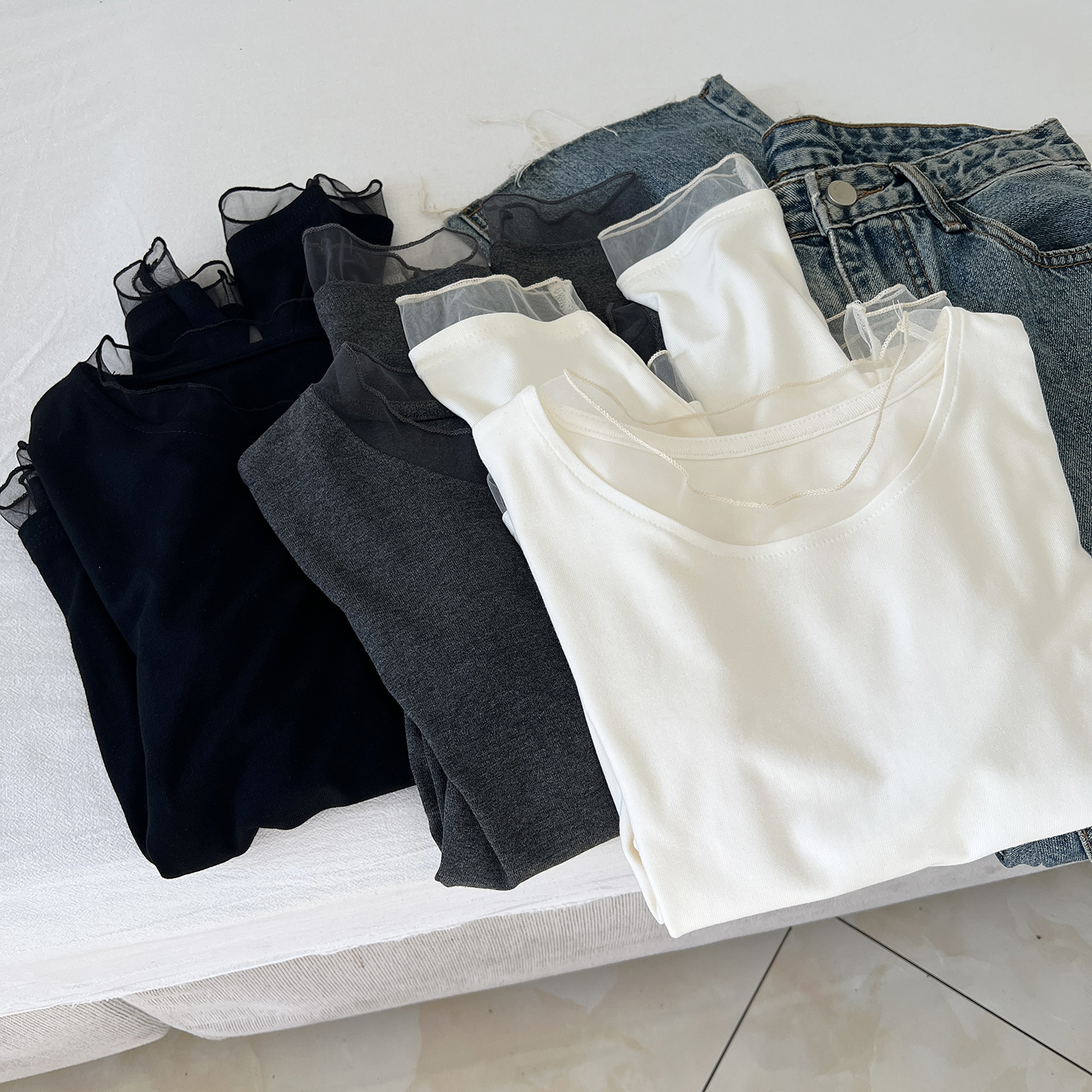 蕾丝拼接打底衫秋冬温柔系