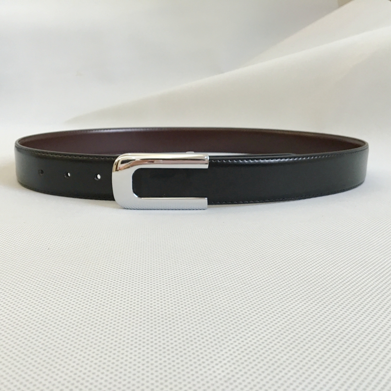 男士商务风板扣青年真皮皮带