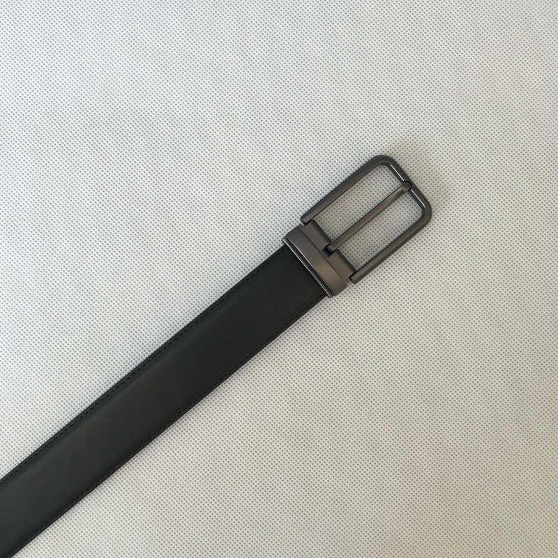 考集男士光面针扣真皮商务皮带