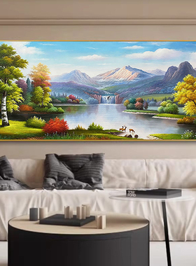 背有靠山金山聚宝盆客厅装饰画沙发背景墙挂画风景画山水壁画装饰