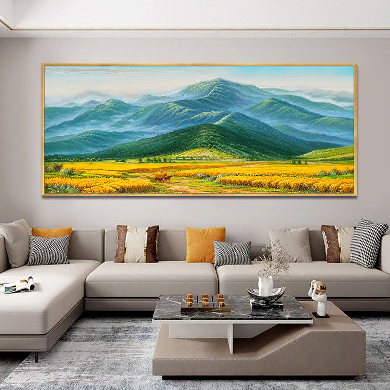 纯田园挂画沙发客厅背景墙壁画巨人山美式丰收装饰画现代乡村风景