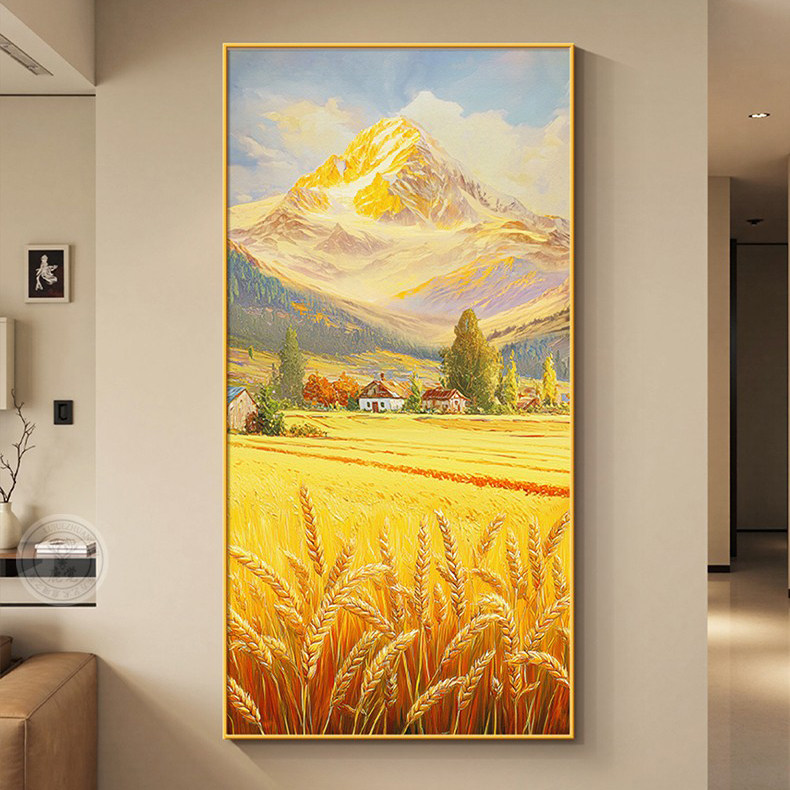 感金山风景画玄关走廊过入户门装饰画道挂画麦田轻奢客厅背靠高级,家居饰品,现代装饰画,淘宝优惠券,粉丝福利购,淘宝优惠卷
