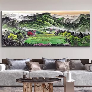 风水国画泰山神韵无水靠山图墙上客厅沙发背景墙山水画办公室挂画