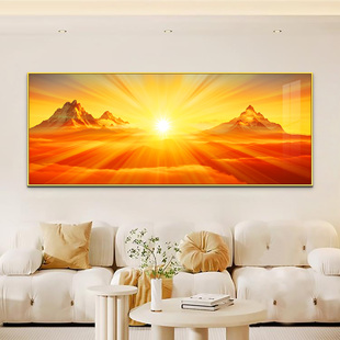 日出太阳画旭日东升挂画现代床头挂画客厅东方简约卧室壁画沙发