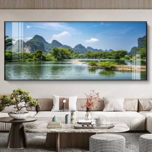 挂画客厅背景墙大壁画办公室尺寸风景横版高档装饰画沙发桂林山水