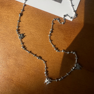 极光以南纯银拉丝蝴蝶项链仙女链锁骨链高级感饰品首饰礼物女新品