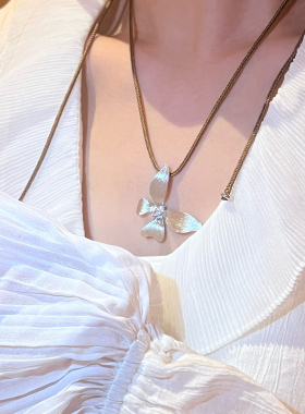 极光以南原创纯银蝴蝶项链女轻奢小众设计感肌理感百搭耳环锁骨链