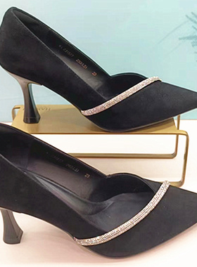 KL231577卡迪娜2023年秋季新款高跟尖头水钻时尚优雅单鞋KS242913