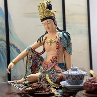 水月观音自在观音材质有 木雕 树脂 白云石 仿古 茶室摆件
