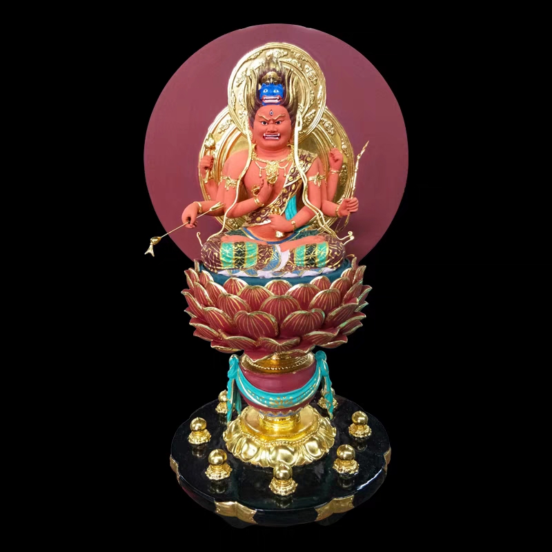 豪祥木雕彩绘敦煌 爱染明王 罗哦罗阇爱染王密宗桌面摆件定制