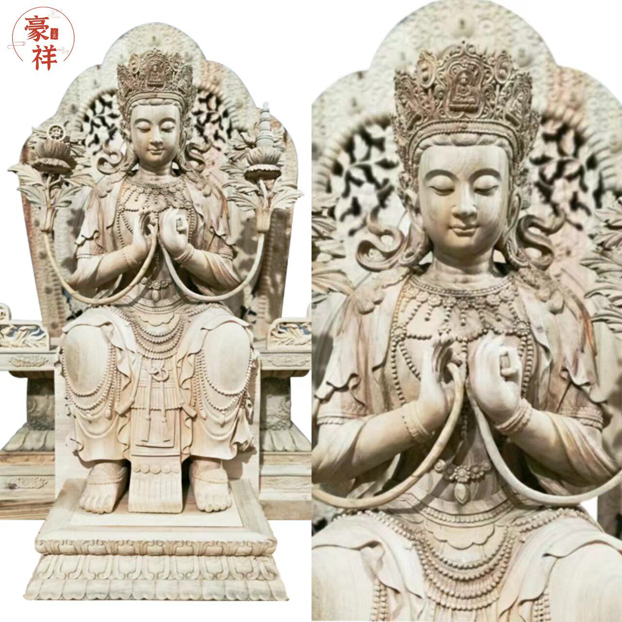 纯手工木雕 天冠弥勒菩萨 未来佛