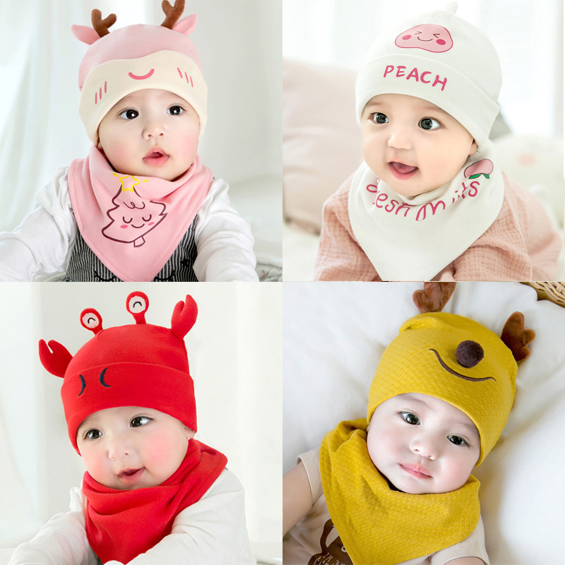 婴儿帽子春秋纯棉0-3个月9男女宝宝胎帽秋冬新R生婴幼儿可爱小孩