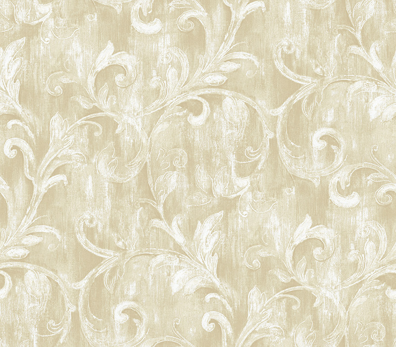 美国进口约克纯纸环保美式乡村复古卷叶草卧室书房背景墙壁纸现货