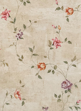 美国wallquest进口复古美式乡村田园小花卧室书房温馨满铺墙壁纸