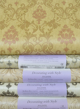 美国WALLQUEST进口欧式简约小马士革卧室温馨书房客厅影景墙壁纸