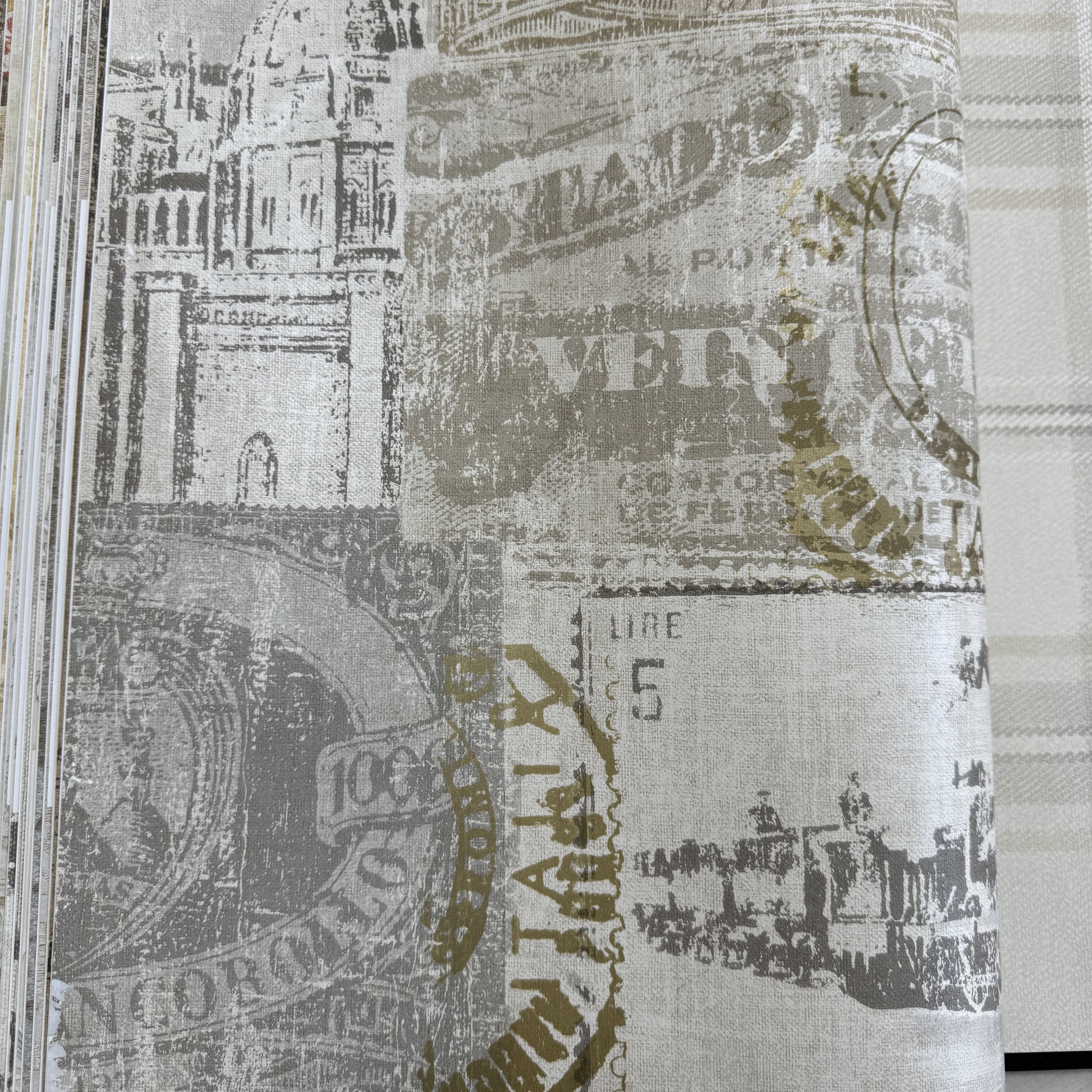 美国进口复古邮戳壁纸环保现货