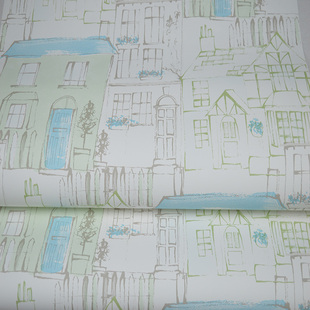 进口纯纸壁纸木纤维环保田园房子儿童房男女家庭装饰卧室书房墙纸