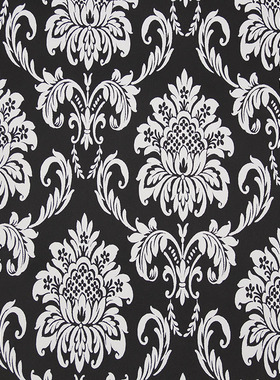 美国WALLQUEST原装进口壁纸欧式马士革黑色卧室客厅别墅背景墙纸