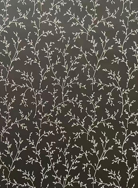 美国wallquest原装进口现货壁纸美式田园小叶子黑色纯纸背景墙纸