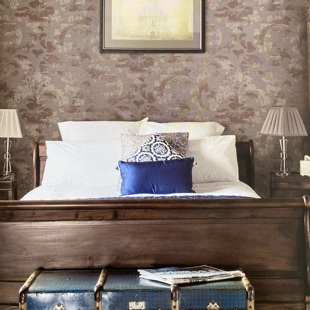 美国原装 复古鎏金卷草纹卧室床头背景墙纸现货 进口高端壁纸美式