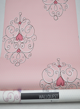 进口纯纸壁纸wallquest木纤维粉色儿童公主房卧室书房背景墙纸