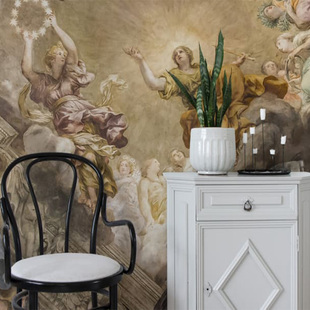 人物别墅卧室客厅沙发床头影视墙纸 法式 复古欧式 瑞典进口壁画美式