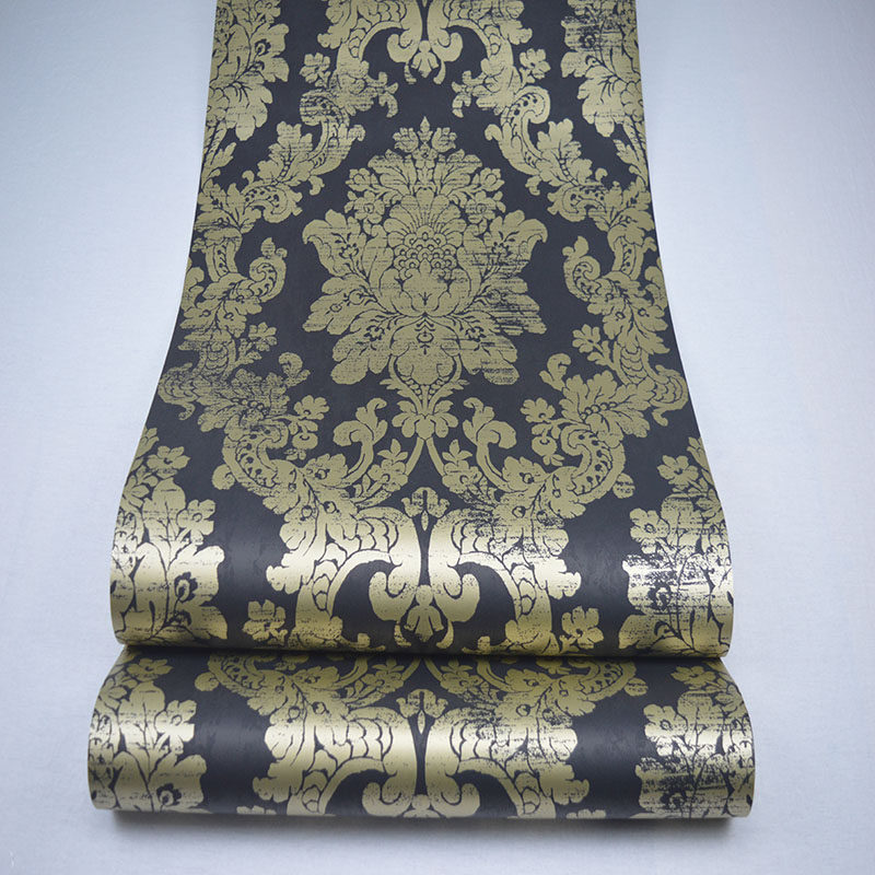 美国进口经典高端大气欧式马士革电视沙发床头影视墙壁纸AB版壁纸