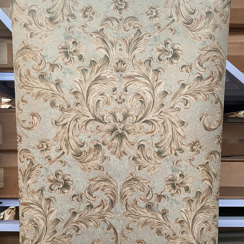 美式复古大马士革纯纸墙纸现货