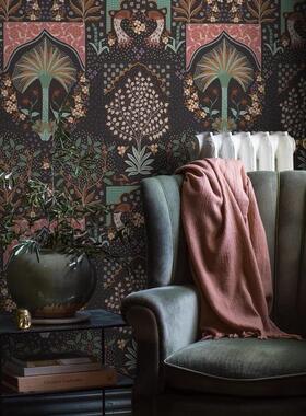 瑞典进口Borastapeter美式乡村轻奢孔雀大花床头电视沙发背景墙纸