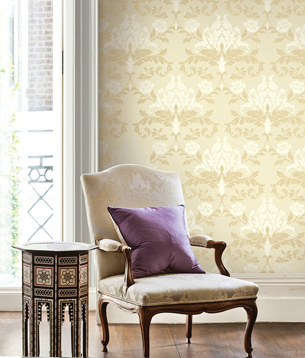 美国WQ原装进口现货美式简约大气欧式轻奢马士革影视沙发背景墙纸