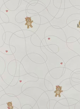 美国原装进口wallquest纯纸环保壁纸女孩儿童房卡通小熊墙纸现货