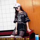 大码 泳衣女分体保守三件套运动学生小香风少女平角显瘦温泉游泳装