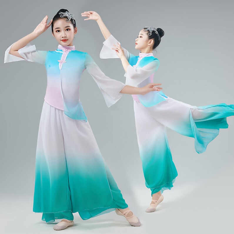 西子湖初妆舞蹈服儿童古典舞上春山演出服春三月少儿飘逸扇子舞