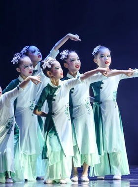 中小学生入画江南演出服古典舞旗袍儿童声声慢舞蹈服春三月表演服