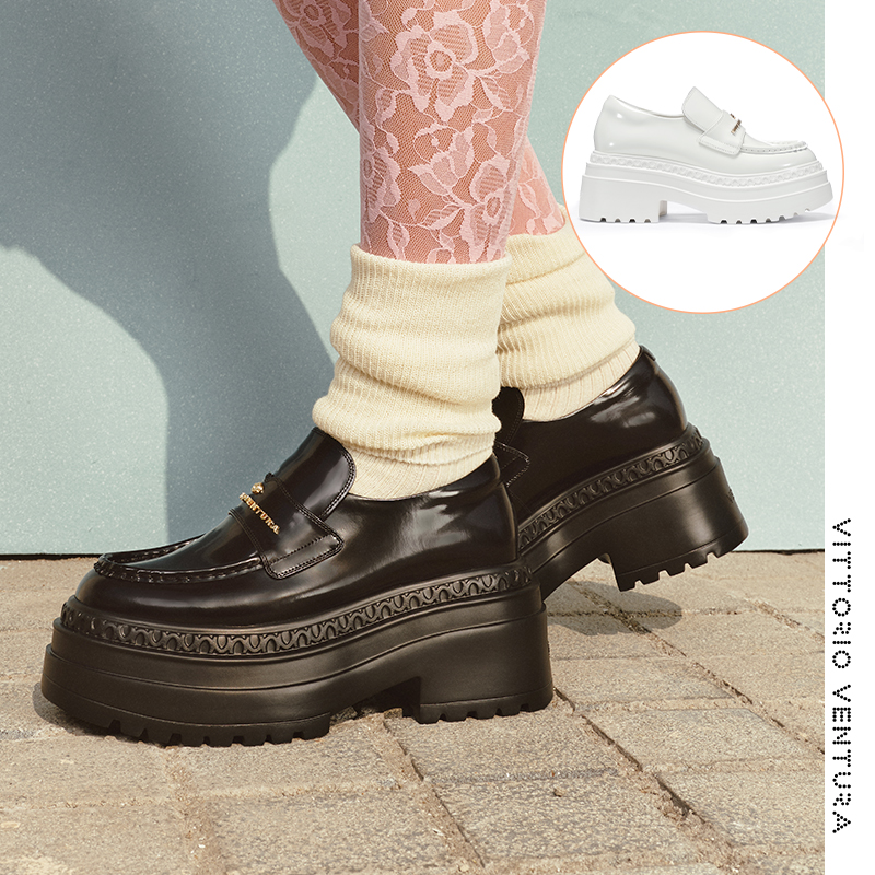 【吴昕陈妍希同款】VITTORIO VENTURA薇薇燃 厚底增高乐福单鞋