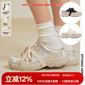 VITTORIO 休闲拖鞋 VENTURA薇薇燃 牛皮一脚蹬包头厚底板鞋