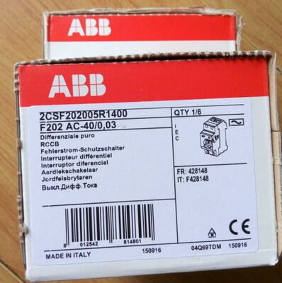 全新原装正品ABB漏电保护器 F202 AC-40/0.5 2P 40A