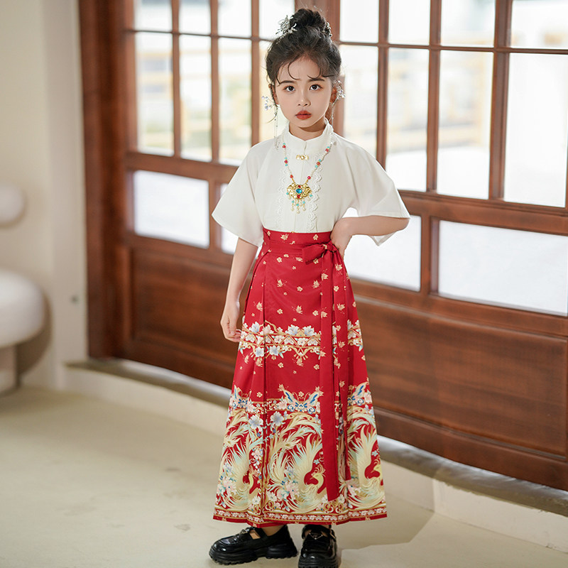 儿童马面裙套装改良日常款女大童中国风女孩子春夏季古装学生汉服