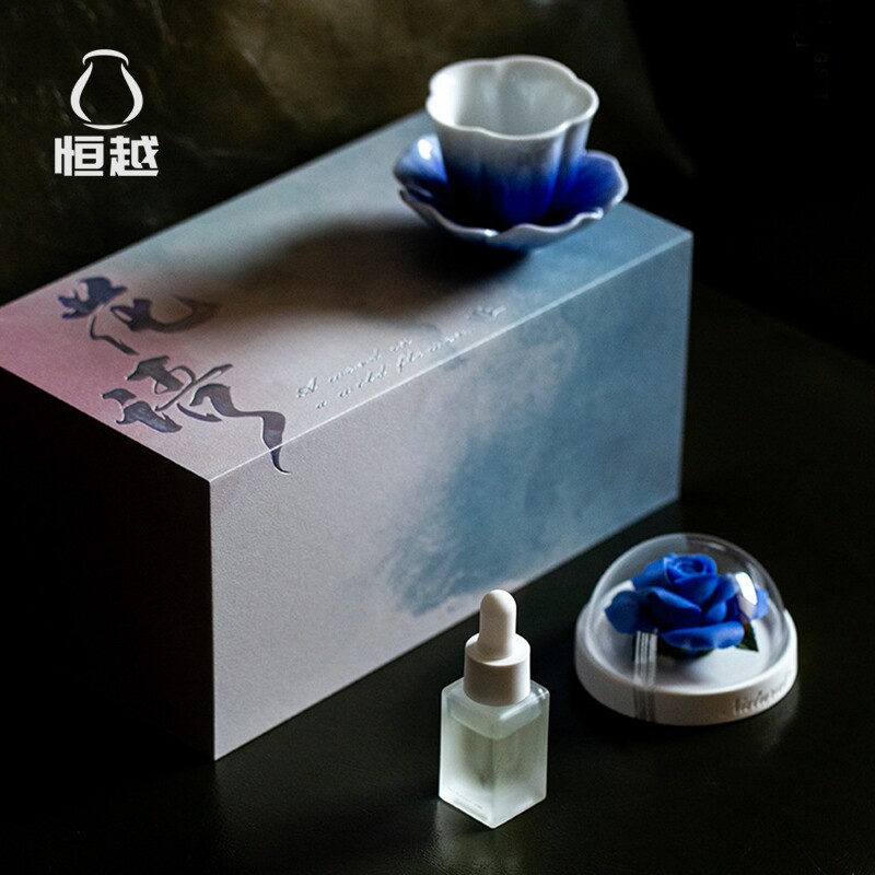 花语 蓝色妖姬玫瑰陶瓷手捏花无创意礼盒/礼品套组
