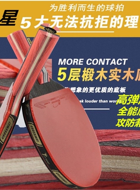 正品克洛斯威6六星乒乓球拍专业级ppq成品单拍横/直拍双面反胶1只