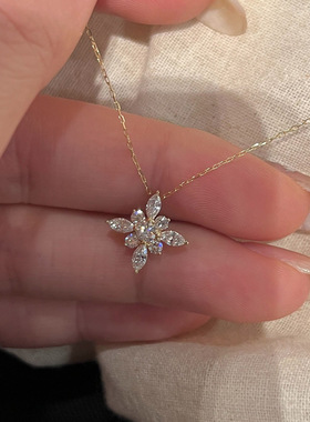 爆闪星芒吊坠项链女简约轻奢感锆石星星锁骨链气质千金感颈链