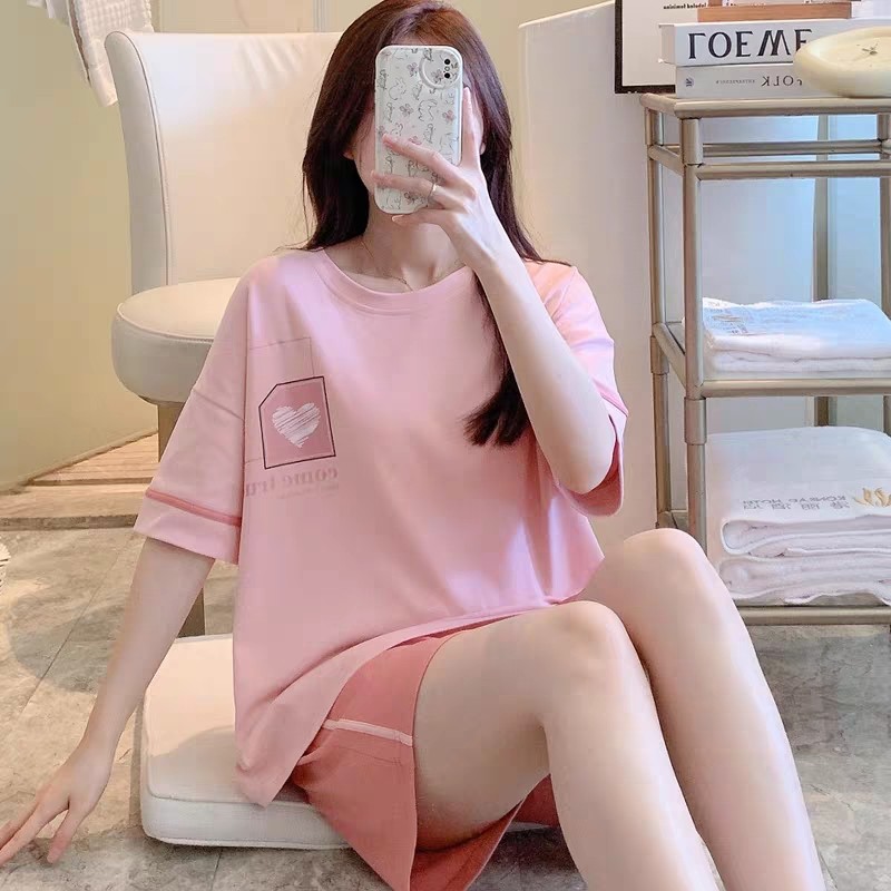 睡衣女夏季纯棉薄款短袖新款大码可爱女生网红夏天女士家居服套装