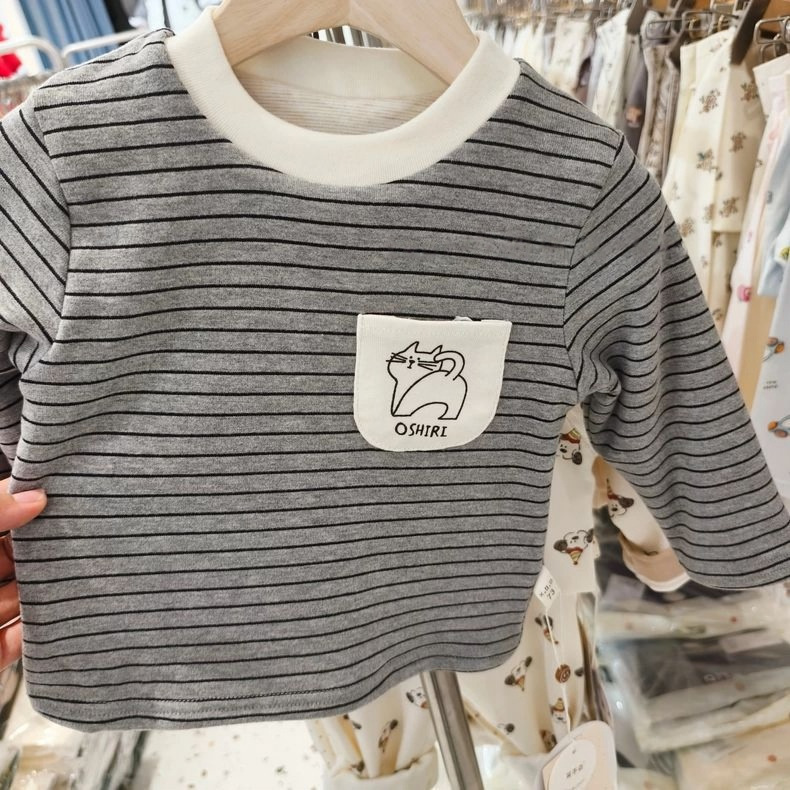 男女宝宝双层加厚打底衫长袖T恤儿童秋冬款保暖休闲上衣0153A069