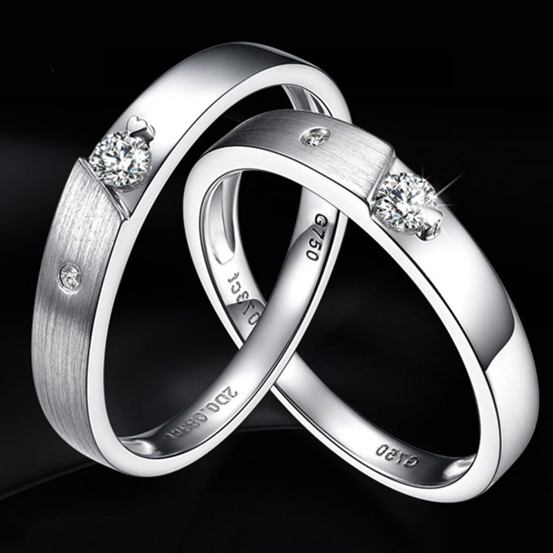 钻石戒指男女戒托求结婚对18k白金千叶珀金镶钻au750克拉分