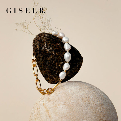 GISELB小众设计手链镀金珍珠