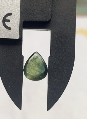 山东昌乐矿区蓝宝石水滴戒面自然杰作山水水墨画奇特意境镶嵌吊坠